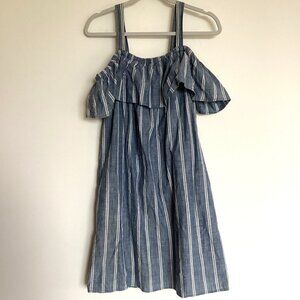 J. Crew Cotton Blue and White Striped Short Summer Dress Size XL